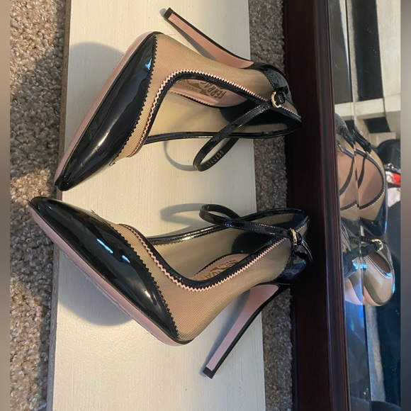 Salvatore Ferragamo black and pink retro Heels 7.5 - Picture 15 of 16